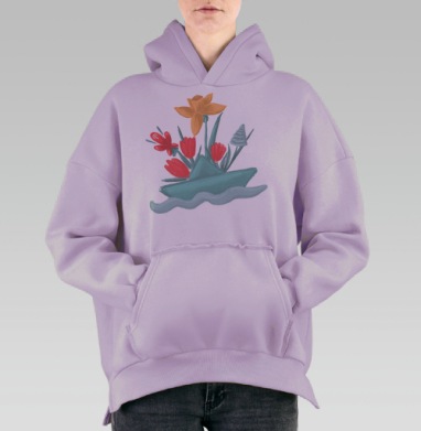 Весенний корабль, Hoodie Oversize Fiolet, утепленная