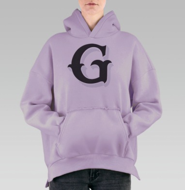 Винтажная декоративная буква G в стиле ретро, Hoodie Oversize Fiolet, утепленная
