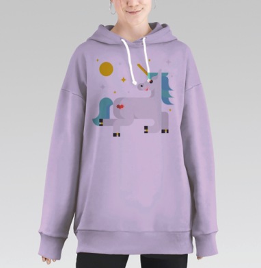 Влюбленный единорог, Hoodie Long Oversize Fiolet