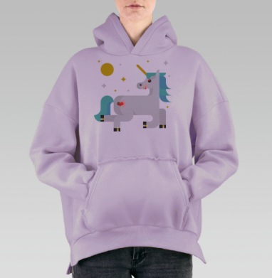 Влюбленный единорог, Hoodie Oversize Fiolet, утепленная