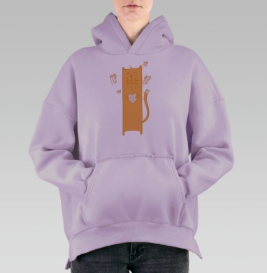 Влюбленный котофей, Hoodie Oversize Fiolet, утепленная