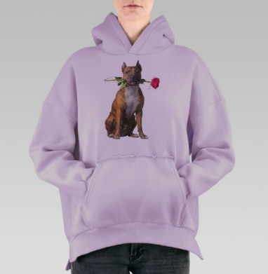 Влюблённый питбуль, Hoodie Oversize Fiolet, утепленная