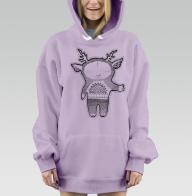 Волшебный олененок, Hoodie Mjhigh Dig Mel, Fiolet, утепленная