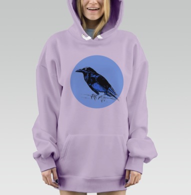 Ворон на фоне луны, Hoodie Mjhigh Dig Mel, Fiolet, утепленная