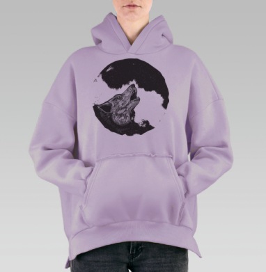 Воющий волк, Hoodie Oversize Fiolet, утепленная