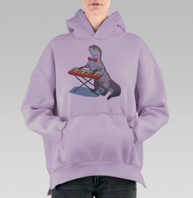 Выдра-пианист, Hoodie Oversize Fiolet, утепленная