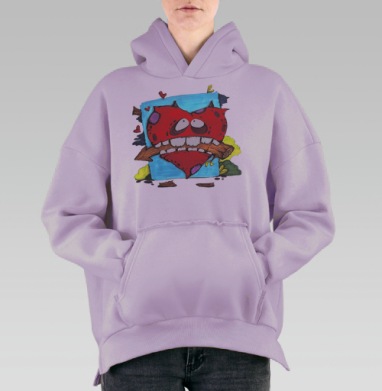 Хэппи Лов, Hoodie Oversize Fiolet, утепленная