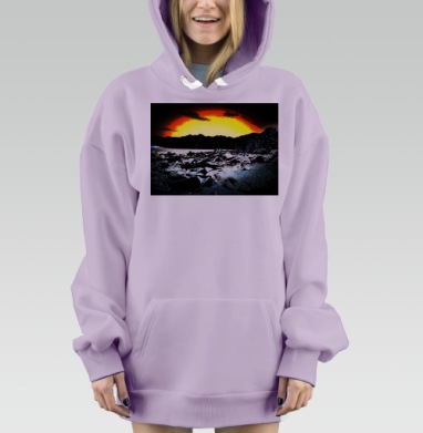 Хоррор пейзаж, Hoodie Mjhigh Dig Mel, Fiolet, утепленная