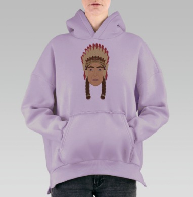 Храбрый вождь, Hoodie Oversize Fiolet, утепленная