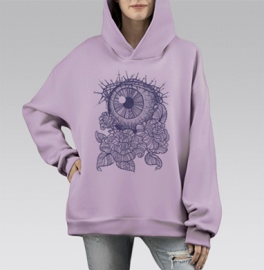 Я тебя вижу, Hoodie Mono Fiolet, оверсайз, утепленная