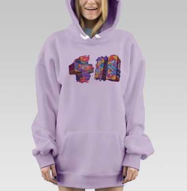 Yal в цвете, Hoodie Mjhigh Dig Mel, Fiolet, утепленная