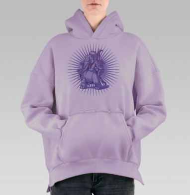 Яростный Ганеша, Hoodie Oversize Fiolet, утепленная
