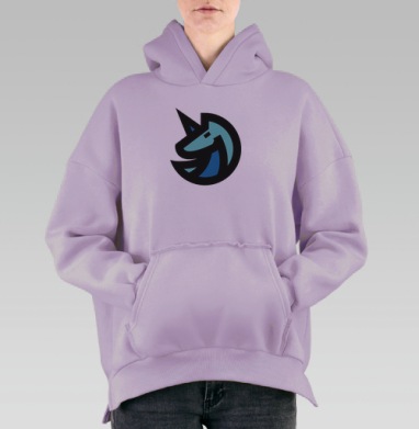 Yoo эмблема, Hoodie Oversize Fiolet, утепленная
