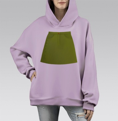 Юбка (Живая Азбука), Hoodie Mono Fiolet, оверсайз, утепленная