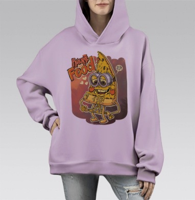 Забавная пицца с расплавленным сыром и улыбкой, Hoodie Mono Fiolet, оверсайз, утепленная