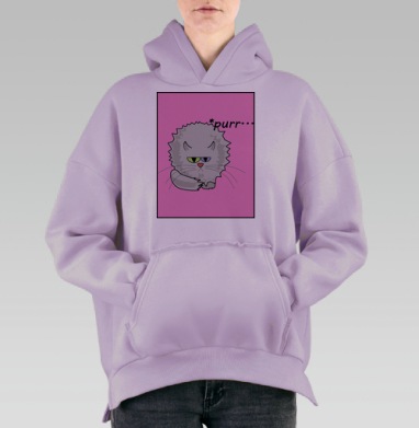 Задумчивый кот, Hoodie Oversize Fiolet, утепленная