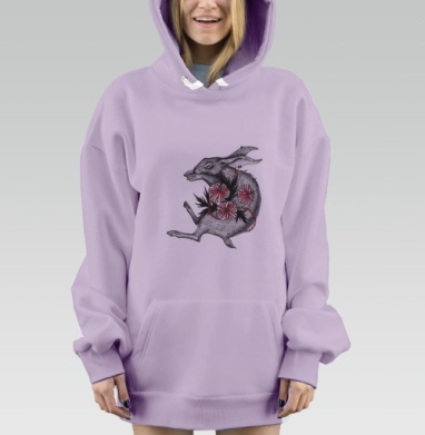 Заяц и цветы, Hoodie Mjhigh Dig Mel, Fiolet, утепленная