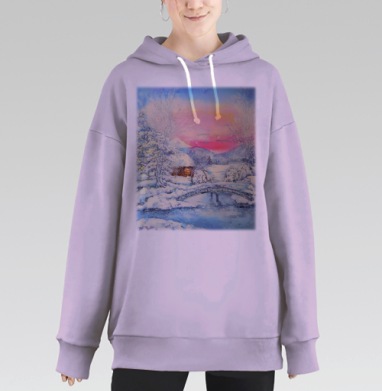 Зимний пейзаж, Hoodie Long Oversize Fiolet