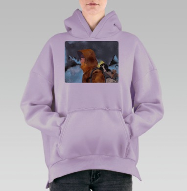 Зимняя прогулка, Hoodie Oversize Fiolet, утепленная