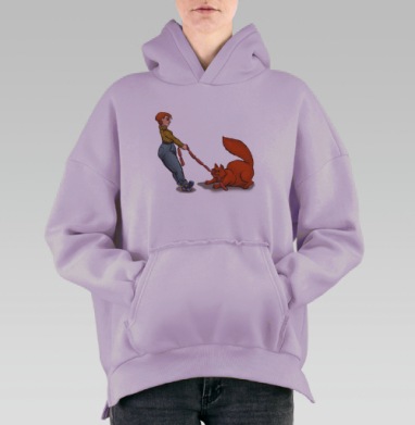 ЗОЖ не для нас. Мы с котом за СОСИСКИ, Hoodie Oversize Fiolet, утепленная