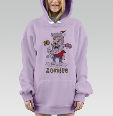 Зомби-Санта с комиксовым дизайном, Hoodie Mjhigh Dig Mel, Fiolet, утепленная