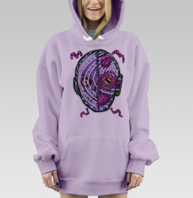 Зомби фейс, Hoodie Mjhigh Dig Mel, Fiolet, утепленная