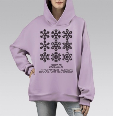 Звездные снежинки из героев Star Wars, Hoodie Mono Fiolet, оверсайз, утепленная