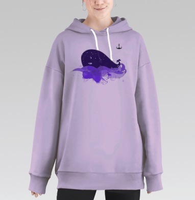 Звездный кит, Hoodie Long Oversize Fiolet