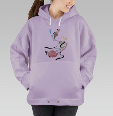 Абстрактная энергия музыки – бас-гитара и цвет, Hoodie Oversize Fiolet