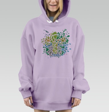 Абстрактная флюидная композиция цвета и формы, Hoodie Mjhigh Dig Mel, Fiolet, утепленная