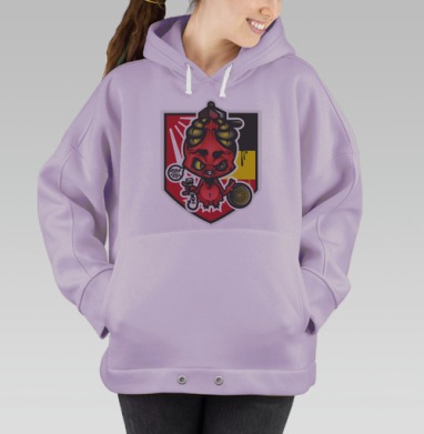 Агрессивный красный чертёнок — символ уличной культуры, Hoodie Oversize Fiolet