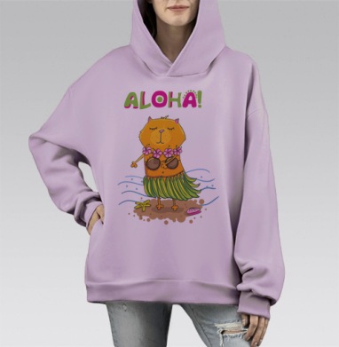 Aloha! / Алоха!, Hoodie Mono Fiolet, оверсайз, утепленная