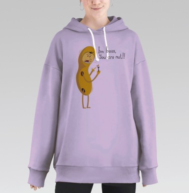 Angry Peanut Boss in Office / Сердитый Арахис Босс You are nut, Hoodie Long Oversize Fiolet
