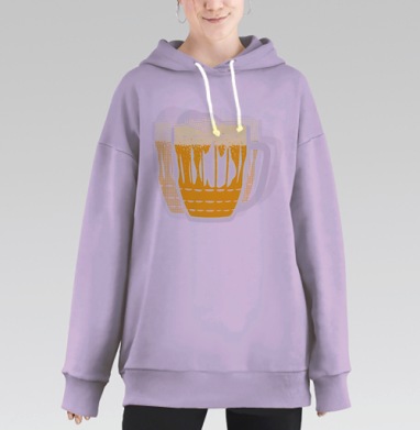 Анимированная кружка пива с ритмичной пульсацией живой энергии, Hoodie Long Oversize Fiolet