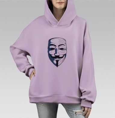 Anonymous / Анонимус, Hoodie Mono Fiolet, оверсайз, утепленная