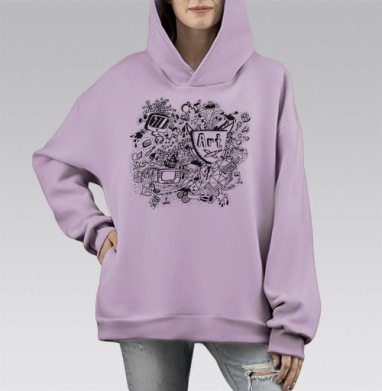 Art / Арт, Hoodie Mono Fiolet, оверсайз, утепленная