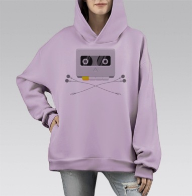 Audio Pirate / Аудиопират, Hoodie Mono Fiolet, оверсайз, утепленная