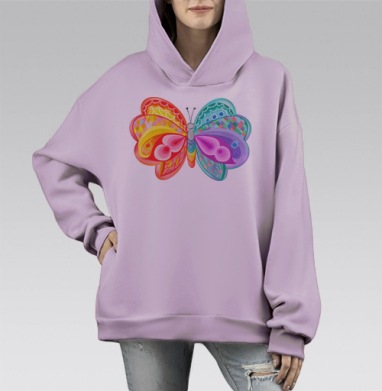 бабочка, Hoodie Mono Fiolet, оверсайз, утепленная