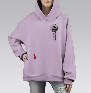 bath_story / Банная история, Hoodie Mono Fiolet, оверсайз, утепленная
