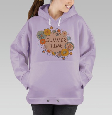 Бесшовный цветочный узор в наивном стиле, Hoodie Oversize Fiolet