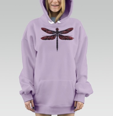 Биомеханическая стрекоза в стиле киберпанк, Hoodie Mjhigh Dig Mel, Fiolet, утепленная