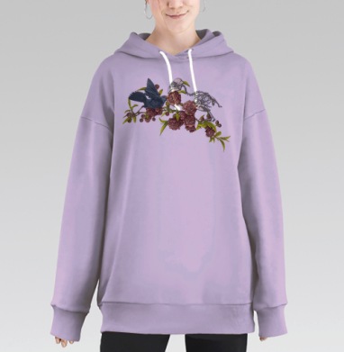 Black&White / Чёрно-белое, Hoodie Long Oversize Fiolet
