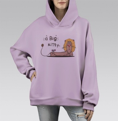 Большой котик, Hoodie Mono Fiolet, оверсайз, утепленная