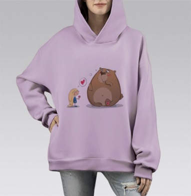 Candy for my sweety / Конфетка для моей сладости, Hoodie Mono Fiolet, оверсайз, утепленная