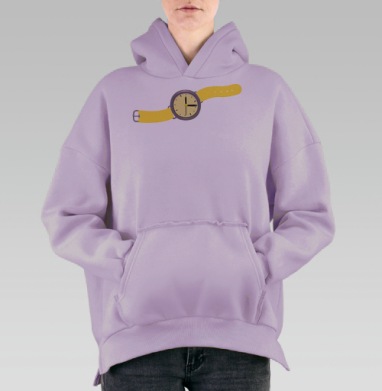Часы (Живая Азбука), Hoodie Oversize Fiolet, утепленная