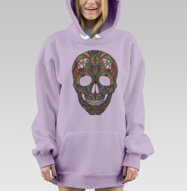 Череп, Hoodie Mjhigh Dig Mel, Fiolet, утепленная