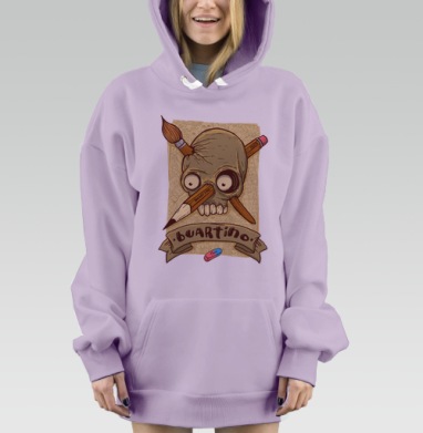 Череп творческой одержимости Буартино и кисть карандаш капсула, Hoodie Mjhigh Dig Mel, Fiolet, утепленная