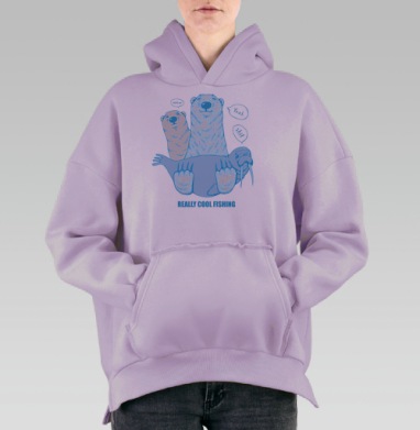 Cool fishing / Крутая рыбалка, Hoodie Oversize Fiolet, утепленная