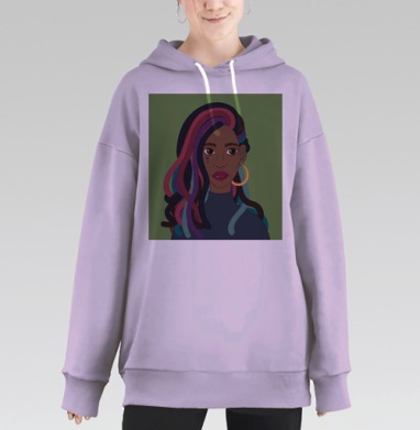 Цветные дреды девушка уверенность стиль дреды, Hoodie Long Oversize Fiolet