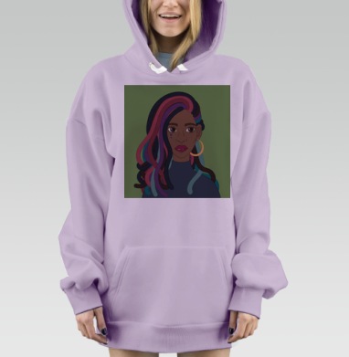 Цветные дреды девушка уверенность стиль дреды, Hoodie Mjhigh Dig Mel, Fiolet, утепленная